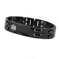 Riker Medical ID Black Stainless Bracelet 8 1/2 In